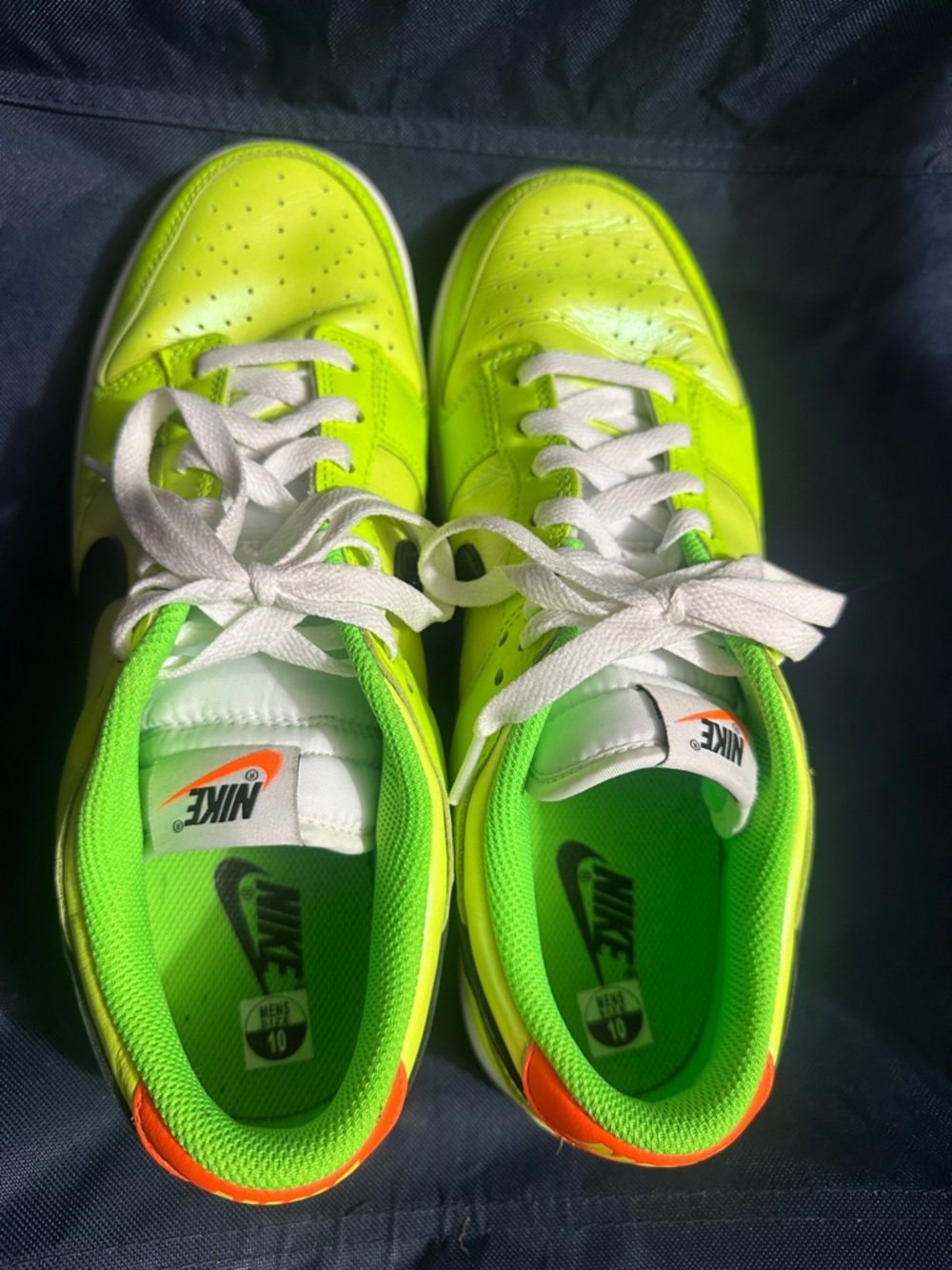 Nike  Neon Lime Green Low-Top Sneakers with Orange Heel Accent